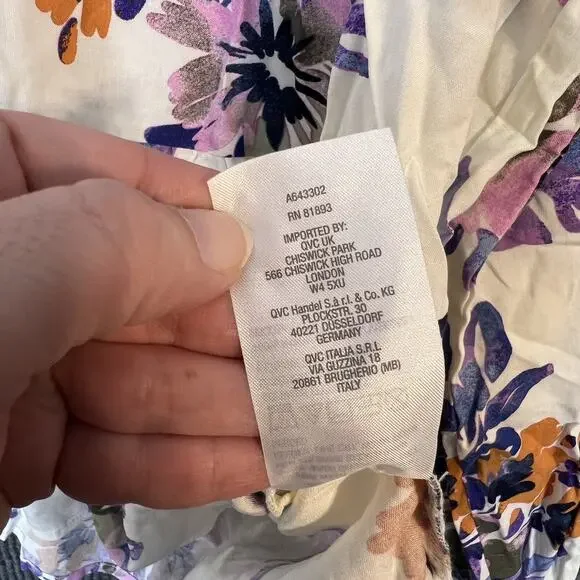 Denim & Co. Printed Blouse with Smocked Cuff Womens Size Large Floral Bohemian - Picture 10 of 10